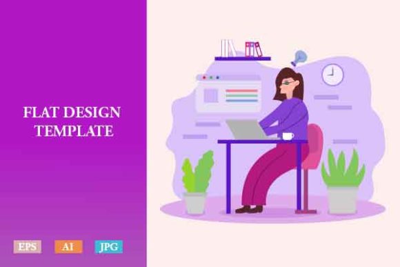 Download Flat Illustration Freelancer Woman V2 - Man Collection