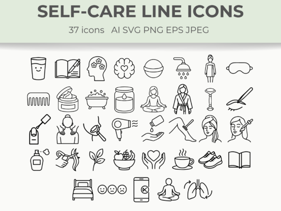 Download Self-Care Line Icons – Wellness &amp; Beauty - Icon Collection