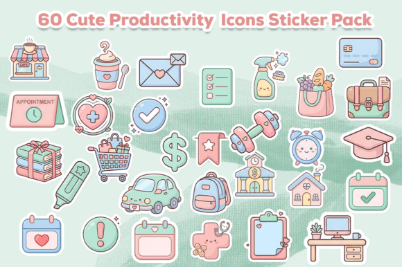 Download Digital Cute Productivity Icons Stickers - Icon Collection
