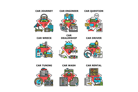 Download Car Dealership Set Icons Vector - Icon Collection