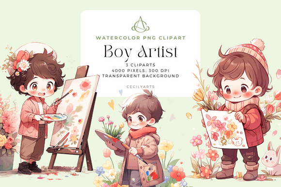 Download Watercolor Boy Artist Cliparts - Artist Collection