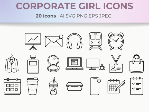 Download Corporate Girl Line Icons Office Life - Icon Collection