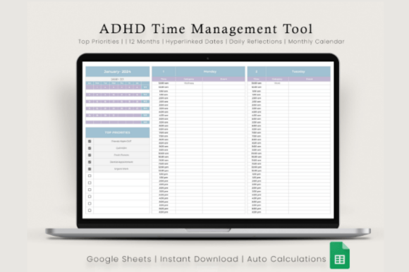 Download ADHD Time Management Tool Google Sheet - Man Collection