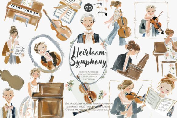 Download Romantic Classical Musicians Clipart Set - Man Collection