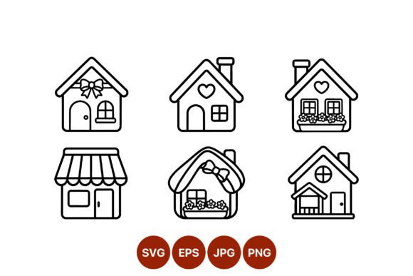 Download Cute House Line Art Icons - Icon Collection