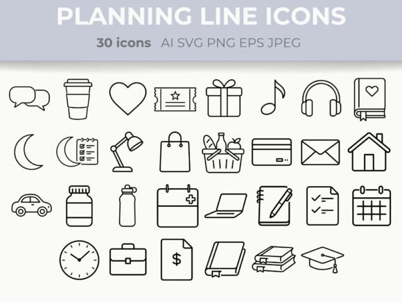 Download Daily Planning Line Icons Set Work Life - Icon Collection