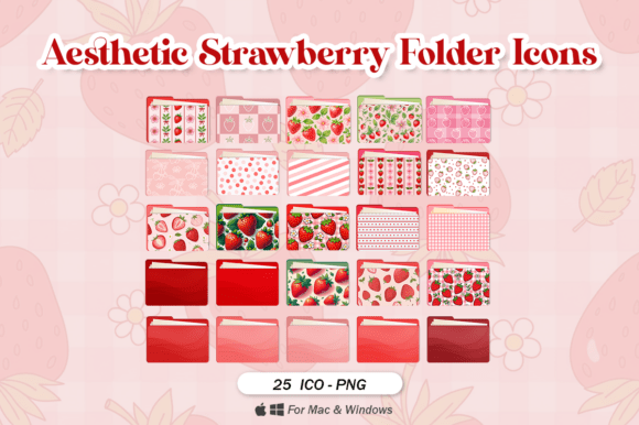 Download Aesthetic Strawberry Folder Icons - Icon Collection
