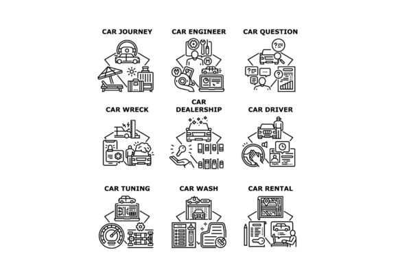 Download Car Dealership Set Icons Vector - Icon Collection