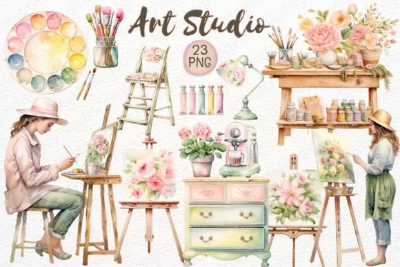Download Artist Girl Watercolor - Art Studio PNG - Artist Collection